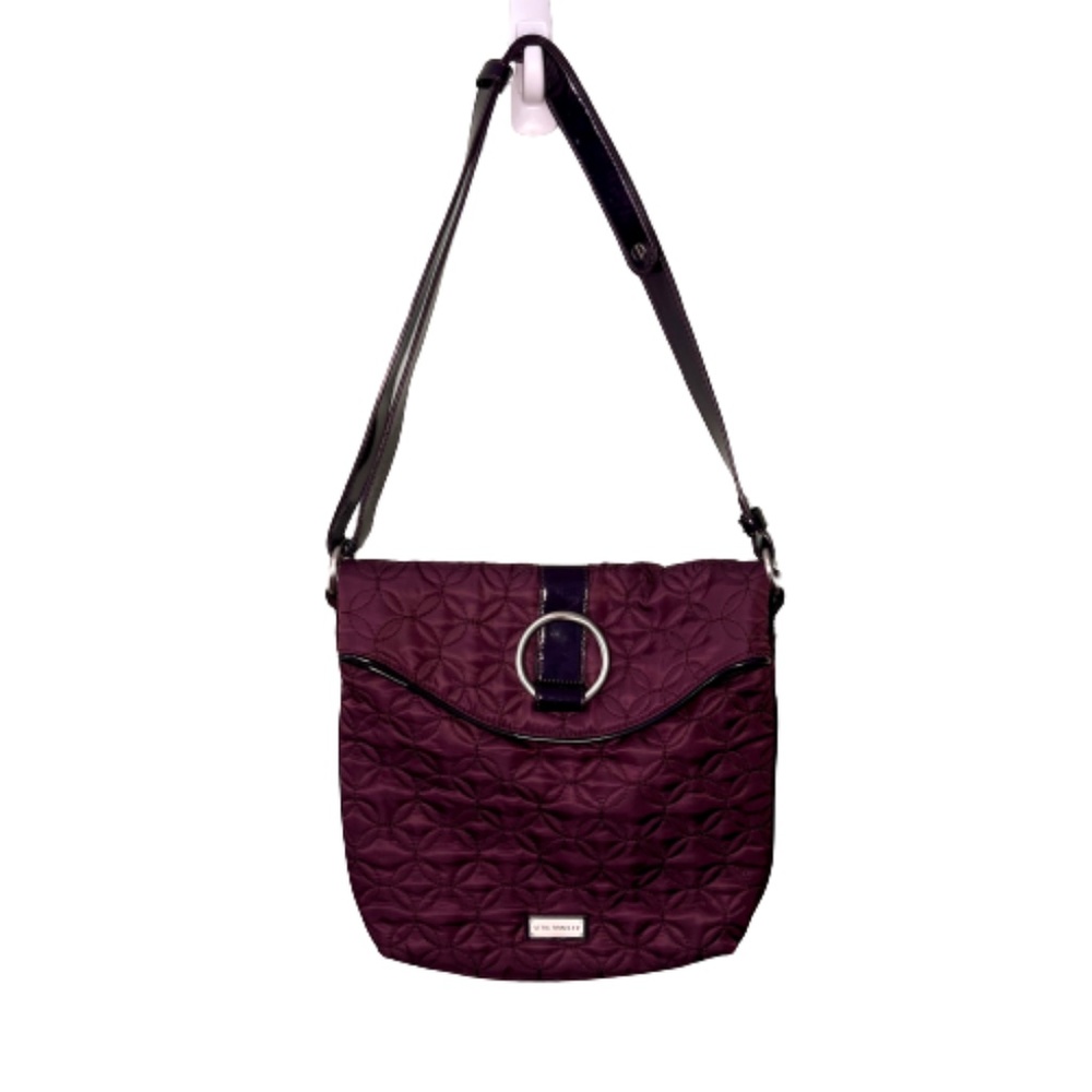 Vera Bradley Crossbody Bag Plum Quilted Foldover Handbag Purse Patent Ac…